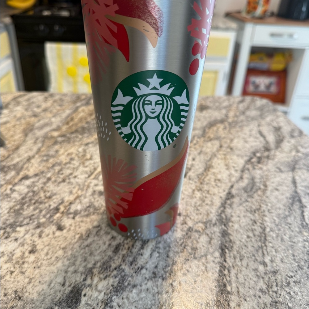 Starbucks Metallic Tumbler with Red Design